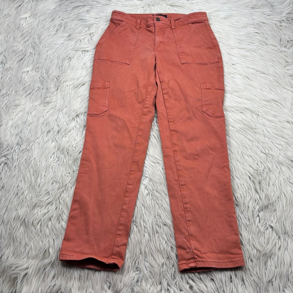 Banana Republic Women's 8 Orange Sloan Twill Utility Cargo Pants Straight Leg